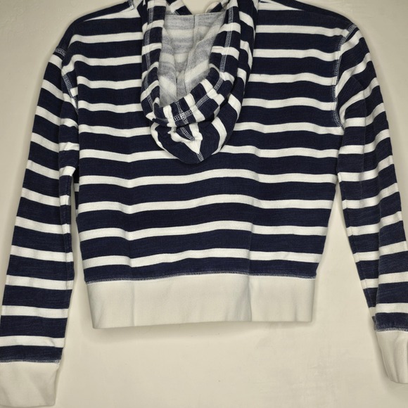 J.Crew Re-Imagined Vintage Fleece Navy White Striped Full Zip Hoodie XXS - Picture 2 of 4